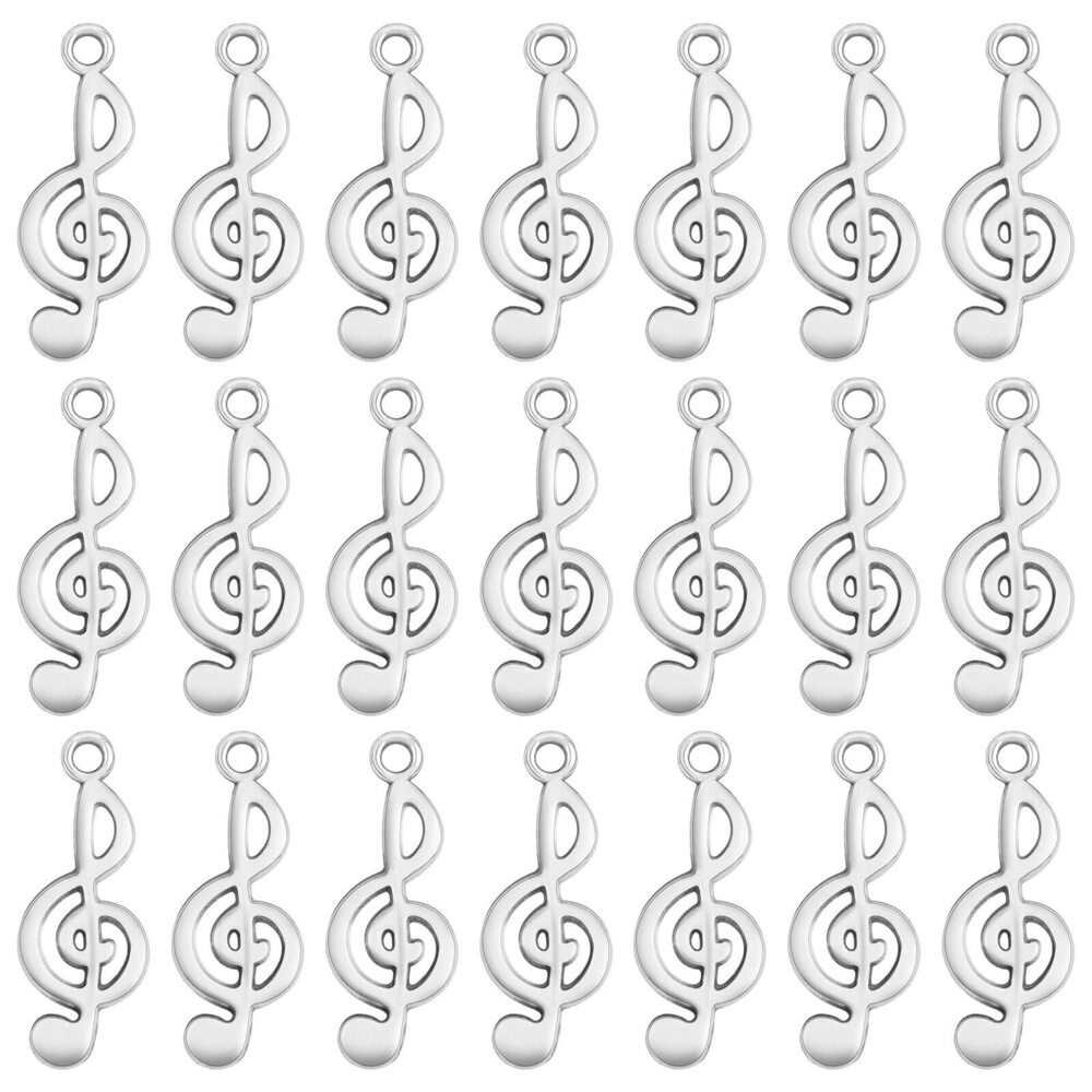 2470 100pcs Antique Silver Musical Note Charms Vintage Alloy Music Symbol